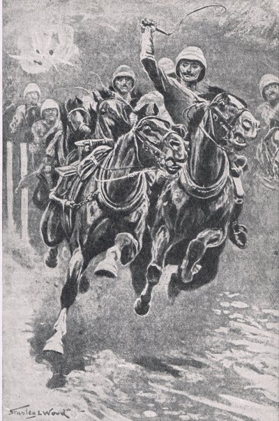 Lieutenant Maclaine apportant les canons à Maiwand, 17 juillet 1880, illustration de British Battles on Land and Sea, 1915 - Stanley L. Wood