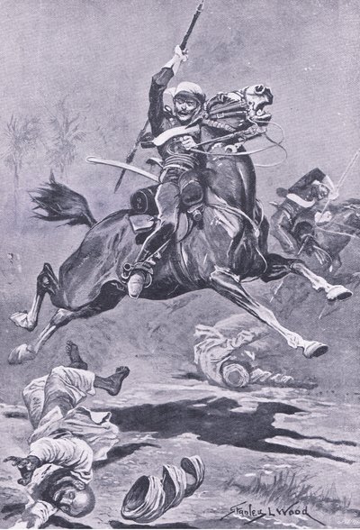 Les 9e lanciers à Delhi, 1857, illustration de British Battles on Land and Sea, 1915 - Stanley L. Wood