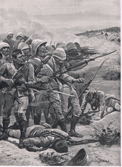La place à ABU-Kru, 19 janvier 1885, illustration de British Battles on Land and Sea, 1915 - Stanley L. Wood
