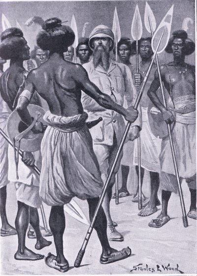 Le type de guerrier que Burton a rencontré en Somalie, illustration de Cassells Romance of Famous Lives - Stanley L. Wood
