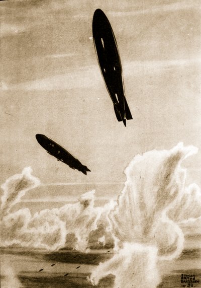 Zeppelins en patrouille en mer du Nord, illustration de 