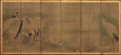 Grues et chrysanthèmes, période Momoyama ou Edo, 1568-1868 - Sôtatsu