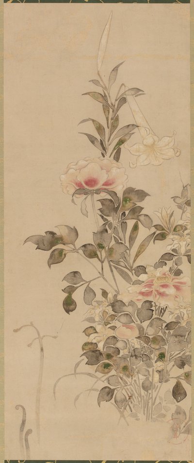 Pivoines et lys, période Momoyama ou Edo, 1568-1615 - Sôtatsu