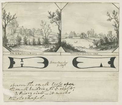 Mavesyn Ridware - Site du prieuré de Blythbury (1795) - Stebbing Shaw