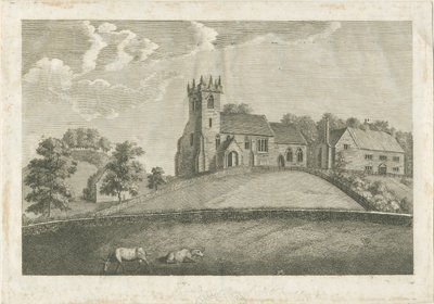 Église et presbytère de Sandon : gravure, nd [1797] - Stebbing Shaw