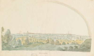 Wolverhampton - Vue lointaine depuis les hauteurs de Tettenhall : peinture à l