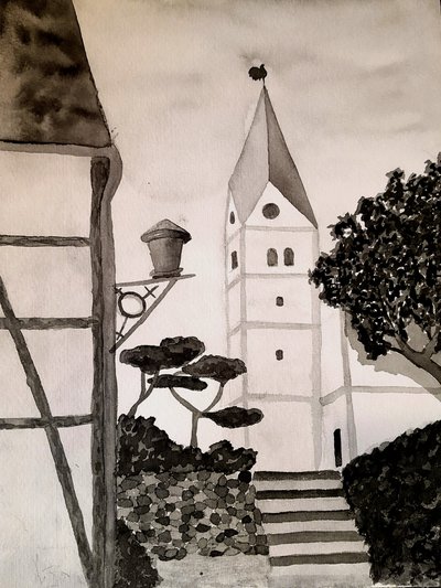Église Saint-Égide en noir et blanc - Steegs Art Karin