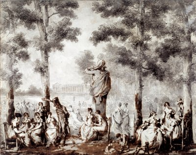Vue de la terrasse des Tuileries en 1807. Sortie mondiale au parc. Dessin de Jean Pierre Norblin De La Gourdaine (1745-1830) 1807 Paris, Musée Carnavalet - Stefan Juliusz Norblin de la Gourdaine