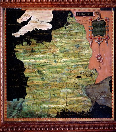 Carte de la France réalisée par Stefano Bonsignori (? -1589) cosmographe et peintre italien. Vers 1581. Florence, Palazzo Vecchio, Sala del Mappamondo - Stefano Buonsignori