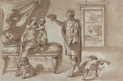 Mars offrant une couronne de fleurs à Vénus, 1760-90 - Stefano Mulinari