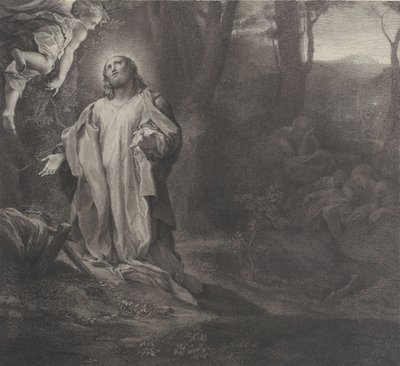 Christ au Mont des Oliviers, avec un ange en haut à gauche - Stefano Tofanelli