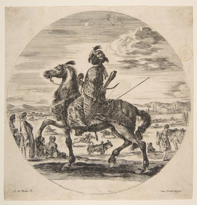Un cavalier maure face à gauche, des Turcs debout et assis au milieu..., vers 1651 - Stefano della Bella