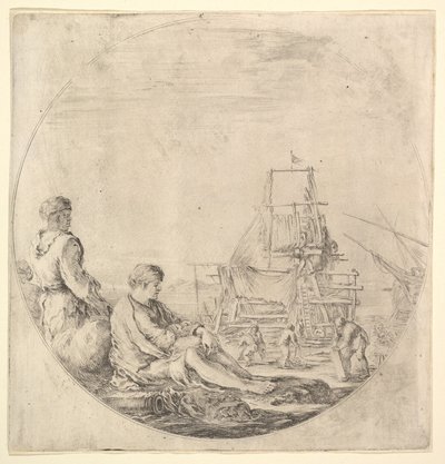 Un marin noir debout à gauche, de profil à droite, un marin blanc assis..., vers 1658-63 - Stefano della Bella