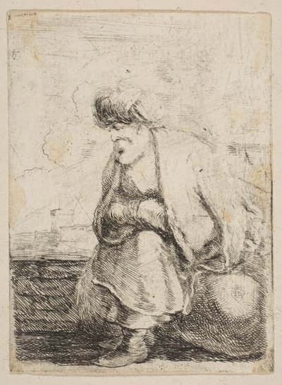 Un vieux Turc assis sur une pierre, vers 1662 - Stefano della Bella
