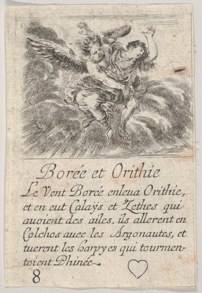 Borée et Orithye, du Jeu de la Mythologie, 1644 - Stefano della Bella