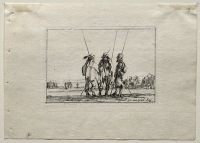 Caprices : Trois Soldats Debout - Stefano della Bella