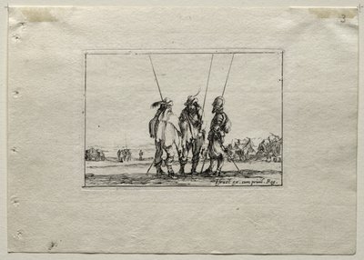 Caprices : Trois soldats debout - Stefano della Bella