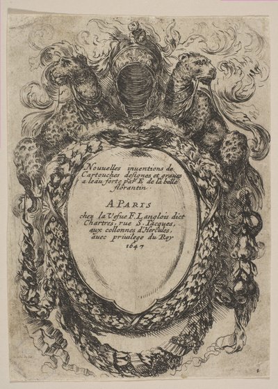 Cartouche avec titre : Nouvelles inventions de Cartouches, 1647 - Stefano della Bella