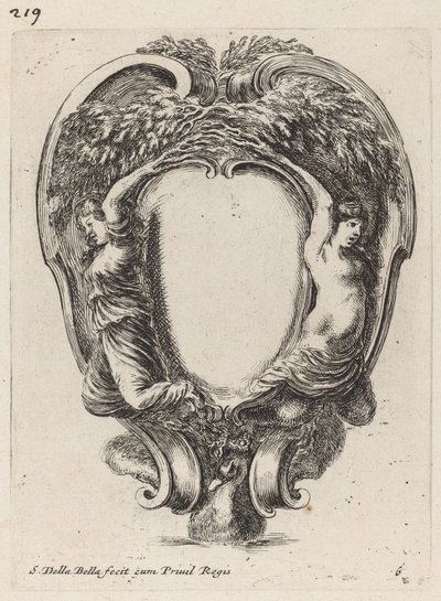 Cartouche avec deux nymphes métamorphosées en arbres - Stefano della Bella