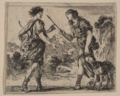 Céphale et Procris, du Jeu de la Mythologie - Stefano della Bella