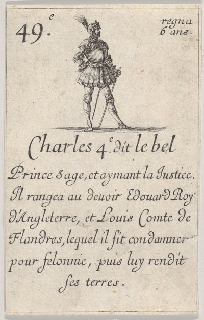 Charles IV dit le Bel, Prince sage, du Jeu des Rois de France, 1644 - Stefano della Bella