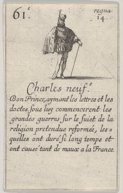 Charles neuf, Bon Prince, du Jeu des Rois de France, 1644 - Stefano della Bella