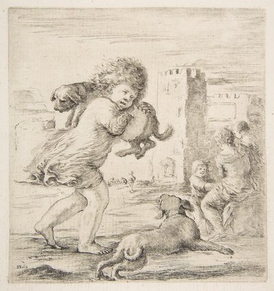 Enfant portant un chiot sur son épaule, vers 1662 - Stefano della Bella