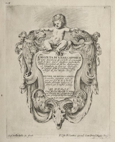 Collection de divers caprices et nouveaux dessins de cartouches et ornements : No 1, page de titre - Stefano della Bella