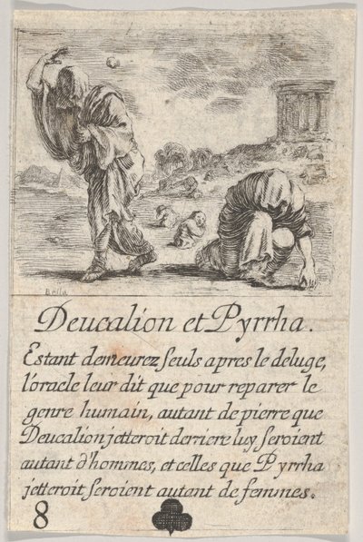 Deucalion et Pyrrha, du Jeu de la Mythologie, 1644 - Stefano della Bella