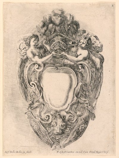 Écusson, n° 3 de "Raccolta di varii cappriccii et nove inventioni di cartelle et ornamenti" - Stefano della Bella