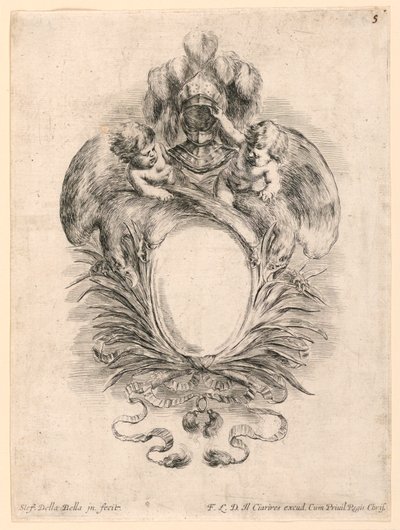 Écusson, n° 5 de "Raccolta di varii cappriccii et nove inventioni di cartelle et ornamenti" - Stefano della Bella