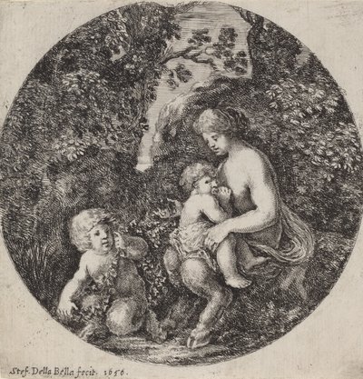 Satyresse allaitant un enfant dans un paysage boisé, 1656 - Stefano della Bella