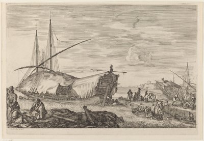 Galère avec pont couvert de voiles, probablement vers 1654-1655 - Stefano della Bella
