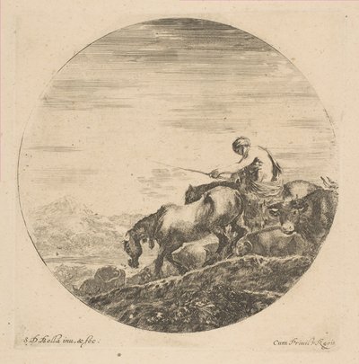Berger à cheval conduisant des animaux, vers 1646 - Stefano della Bella