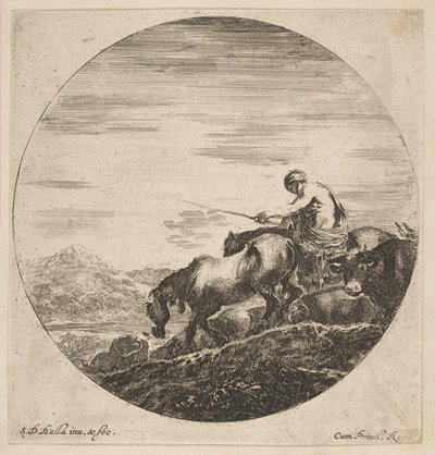 Berger à cheval conduisant des animaux, de Six sujets d