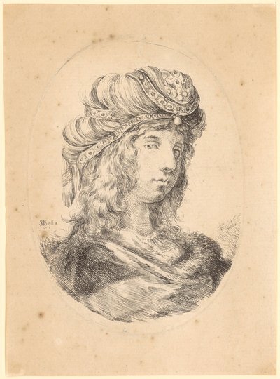Jeune homme portant un turban, vu de trois quarts vers la droite - Stefano della Bella