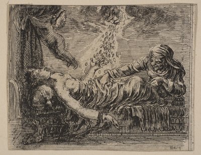 Jupiter et Danaé, du Jeu de la Mythologie - Stefano della Bella