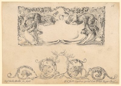 Cartouche représentant deux léopards, surmontée d