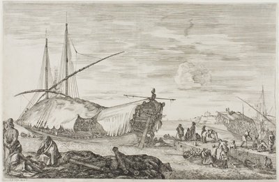 La galère dont le pont est couvert de voiles - Stefano della Bella