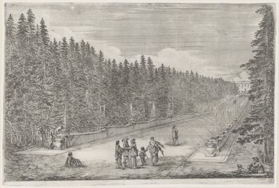 Allée avec fontaines dans le jardin de la Villa Pratolino (La Villa Pratolino) - Stefano della Bella