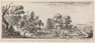 Paysage avec chasse au cerf - Stefano della Bella