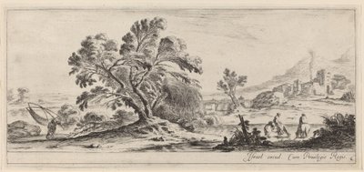 Paysage avec pêcheur portant son filet, en ou avant 1647 - Stefano della Bella