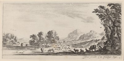 Paysage avec berger gardant son troupeau, avant 1647 - Stefano della Bella