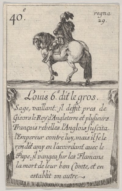 Louis VI dit le Gros Sage, vaillant, du Jeu des Rois de France - Stefano della Bella