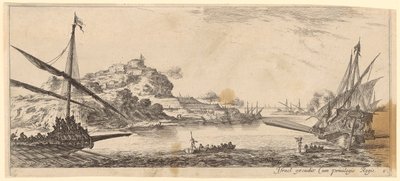 Baie avec deux galères et deux bateaux - Stefano della Bella