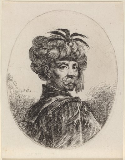 Maure avec un turban orné de cinq plumes - Stefano della Bella