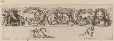 Frise ornementale avec aigle et lion enguirlandés par des enfants - Stefano della Bella