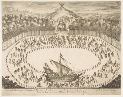 Char de parade en forme de navire, armoiries du Grand-Duc de Modène en haut, 1652 - Stefano della Bella
