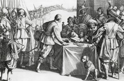 Paiement des mercenaires, gravure par Stefano della Bella (1610-1664) - Stefano della Bella