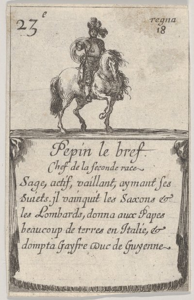 Pépin le Bref Chef de la seconde race..., de Jeu des Rois de France Jeu des Ro..., 1644 - Stefano della Bella